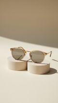 Cream Metal Frame Shield Sunglasses