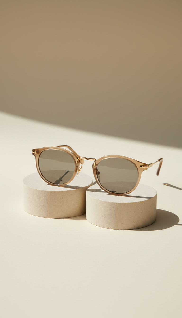 Cream Metal Frame Shield Sunglasses