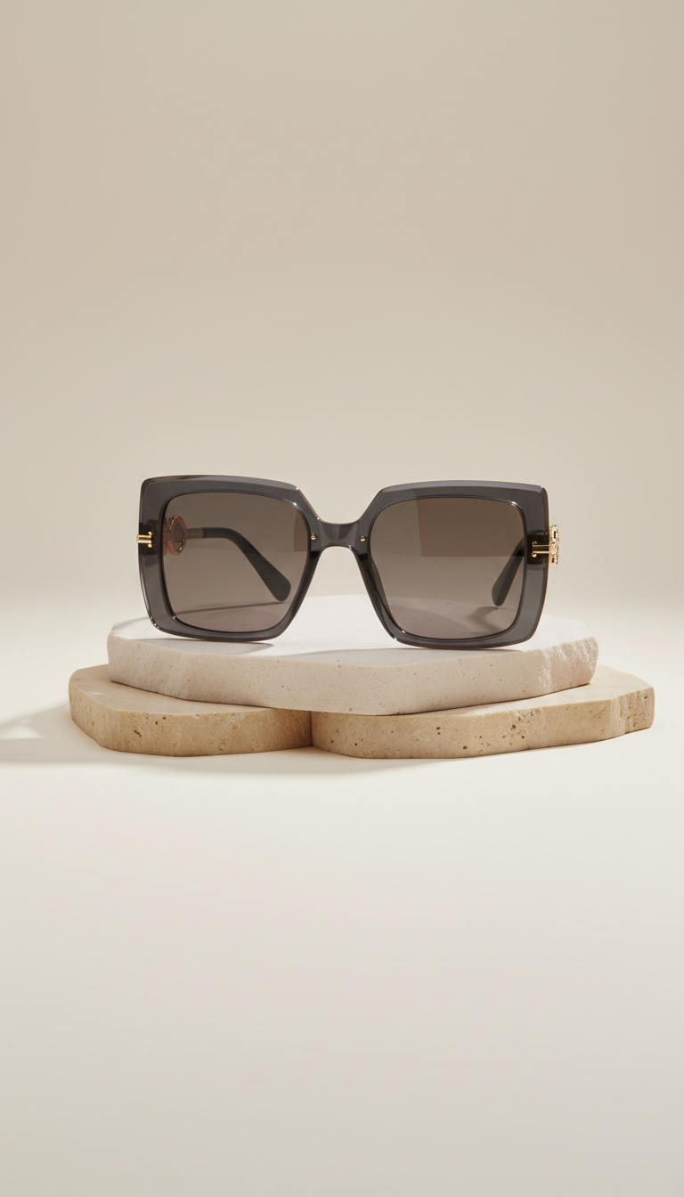 Geometric Acetate Sunglasses in Champagne Gold